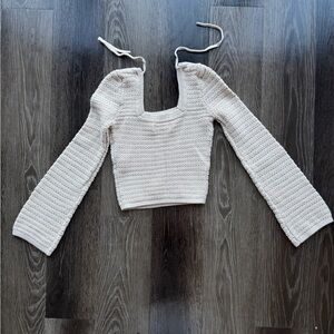 Hollister Long Sleeve Knit sweater Crop Top, 100% Cotton, Size Small